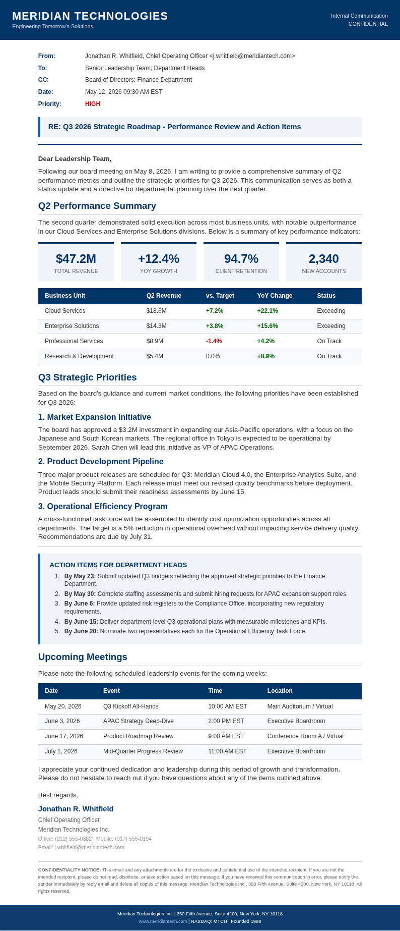 Corporate standard email